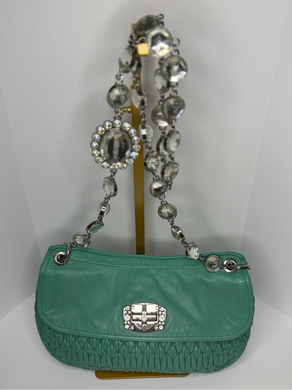 Miu Miu Matelasse Nappa Crystal Chain Crossbody | Pre-Loved | Authenticated